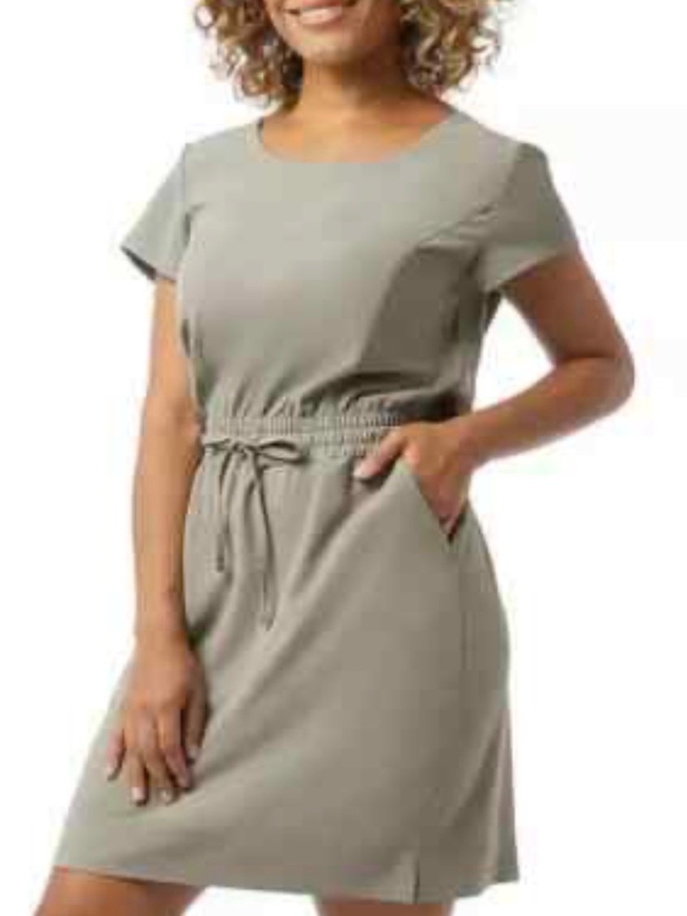 32 Degrees Cool Ladies' Soft Twill Tan Drawstring Dress, Size S